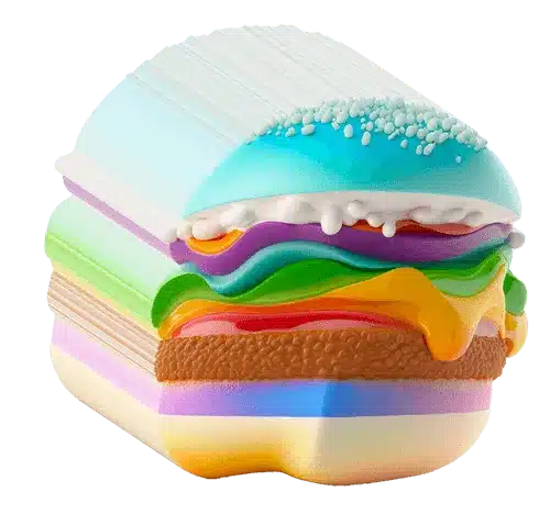 a cupcake with rainbow frosting